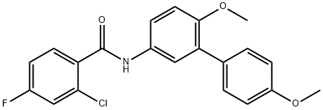 Benzamide, 2-chloro-N-(4',6-dimethoxy[1,1'-biphenyl]-3-yl)-4-fluoro- 化学構造式