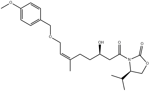 2-Oxazolidinone, 3-[(3R,6Z)-3-hydroxy-8-[(4-methoxyphenyl)methoxy]-6-methyl-1-oxo-6-octen-1-yl]-4-(1-methylethyl)-, (4R)- 结构式