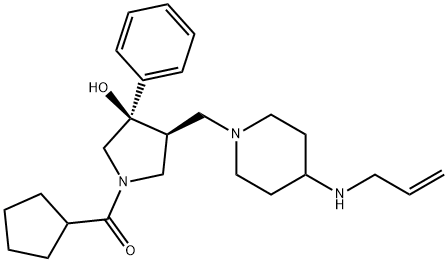 Methanone, cyclopentyl[(3R,4S)-3-hydroxy-3-phenyl-4-[[4-(2-propen-1-ylamino)-1-piperidinyl]methyl]-1-pyrrolidinyl]- Structure