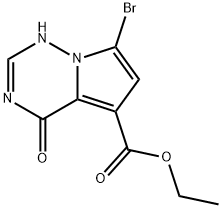 ETHYL 7-BROMO-4-HYDROXYPYRROLO[2,1-F][1,2,4]TRIAZINE-5-CARBOXYLATE 化学構造式