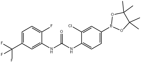 1-(2-chloro-4-(4,4,5,5-tetramethyl-1,3,2-dioxaborolan-2-yl)phenyl)-3-(2-fluoro-5-(trifluoromethyl)phenyl)urea Structure