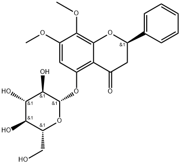 4H-1-Benzopyran-4-one, 5-(β-D-glucopyranosyloxy)-2,3-dihydro-7,8-dimethoxy-2-phenyl-, (2R)- Struktur