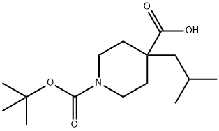 1,4-Piperidinedicarboxylic acid, 4-(2-methylpropyl)-, 1-(1,1-dimethylethyl) ester 结构式