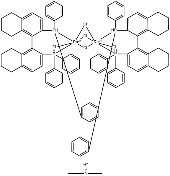 Dimethylammoniumdichlorotri(μ-chloro)bis[(S)-(-)-2,2'-bis(diphenylphosphino)-5,5',6,6',7,7',8,8'-octahydro-1,1'-binaphthyl]diruthenate(II)[NH2Me2][{RuCl((S)-H8-binap)}2(μ-Cl)3]　 Structure