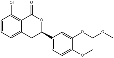 1H-2-Benzopyran-1-one, 3,4-dihydro-8-hydroxy-3-[4-methoxy-3-(methoxymethoxy)phenyl]-, (3R)- Structure