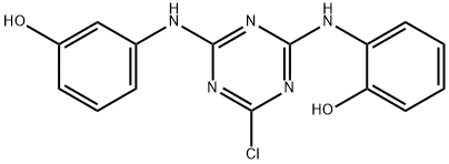 2-Chloro-4-(2-hydroxyphenyl)-6-(3-hydroxyphenyl)-1,3,5-triazene Struktur