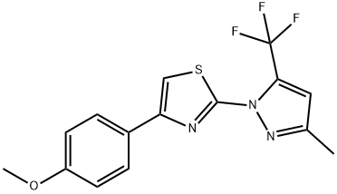 Thiazole, 4-(4-methoxyphenyl)-2-[3-methyl-5-(trifluoromethyl)-1H-pyrazol-1-yl]- 化学構造式