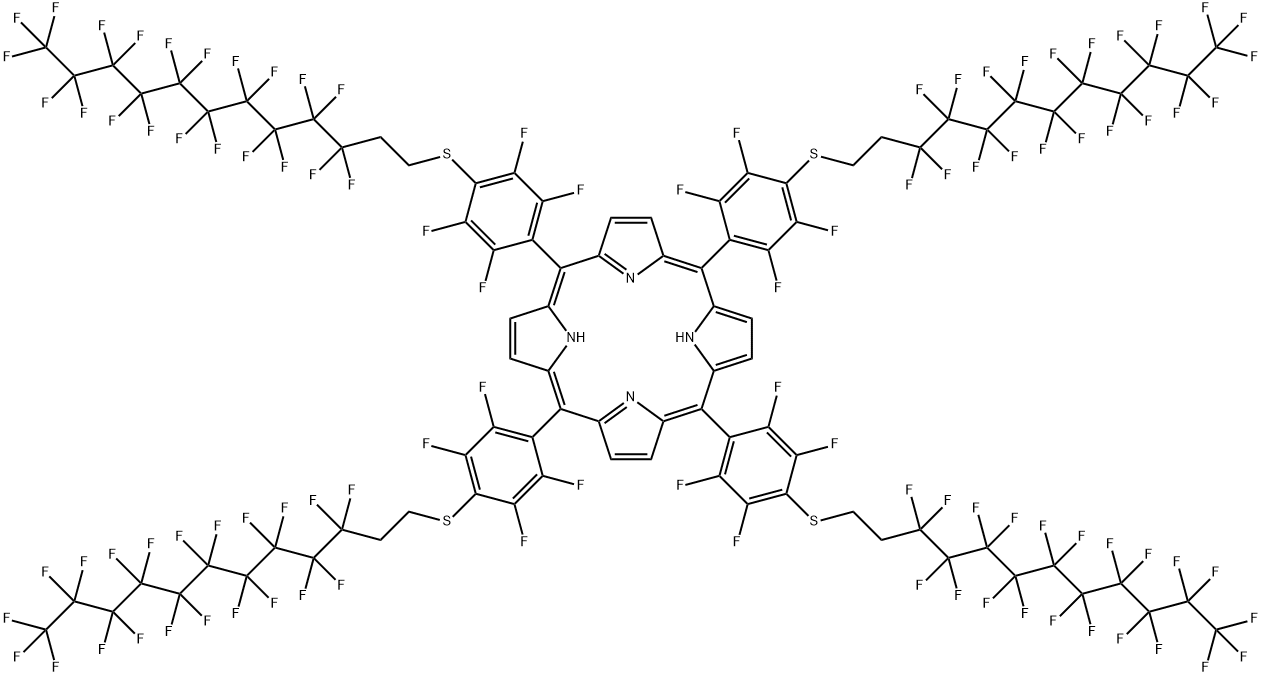 5,10,15,20-Tetrakis[4-(1'H,1'H,2'H,2'H-perfluorododecylthio)-2,3,5,6-tetrafluorophenyl] porphyrin Structure