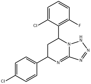 Tetrazolo[1,5-a]pyrimidine, 7-(2-chloro-6-fluorophenyl)-5-(4-chlorophenyl)-1,5,6,7-tetrahydro-,957011-15-3,结构式