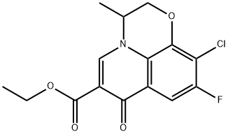 7H-Pyrido[1,2,3-de]-1,4-benzoxazine-6-carboxylic acid, 10-chloro-9-fluoro-2,3-dihydro-3-methyl-7-oxo-, ethyl ester 化学構造式