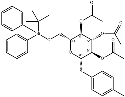 4-Methylphenyl 2,3,4-tri-O-acetyl-6-O-tert-butyldiphenylsilyl-1-thio-β-D-glucopyranoside 结构式