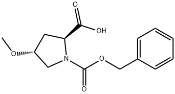 (2S,4R)-1-((benzyloxy)carbonyl)-4-methoxypyrrolidine-2-carboxylic acid Struktur