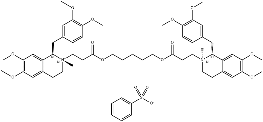 (1R,1'R,2S,2'S)-2,2'-[1,5-pentanediylbis[oxy(3-oxo-3,1-propanediyl)]]bis[1-[(3,4-dimethoxyphenyl)methyl]-1,2,3,4-tetrahydro-6,7-dimethoxy-2-methyl-Isoquinolinium Benzenesulfonate Structure