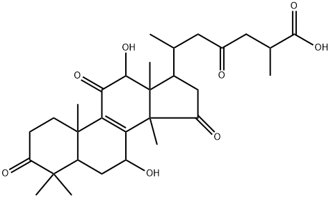 (+)-7β,12β-ジヒドロキシ-3,11,15,23-テトラオキソラノスタ-8-エン-26-酸 化学構造式