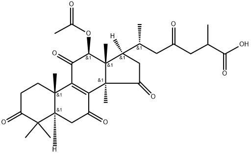 12β-アセチルオキシ-3,7,11,15,23-ペンタオキソ-5α-ラノスタ-8-エン-26-酸 化学構造式