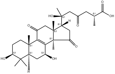(20ξ)-3β,7β,20-トリヒドロキシ-11,15,23-トリオキソ-5α-ラノスタ-8-エン-26-酸 化学構造式