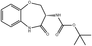 (S)-3-(tert-butoxycarbonylamino)-2,3-dihydro-1,5(5H)-benzoxazepin-4-one 化学構造式