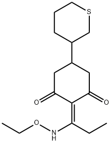 1,3-Cyclohexanedione, 2-[1-(ethoxyamino)propylidene]-5-(tetrahydro-2H-thiopyran-3-yl)- 化学構造式