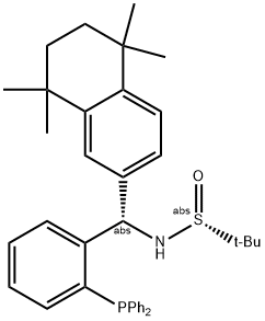 S(R)]-N-[(S)-[2-(二苯基膦)苯基](5,6,7,8-四氢-5,5,8,8-四甲基-2-萘基)甲基]-2-叔丁基亚磺酰胺,,结构式