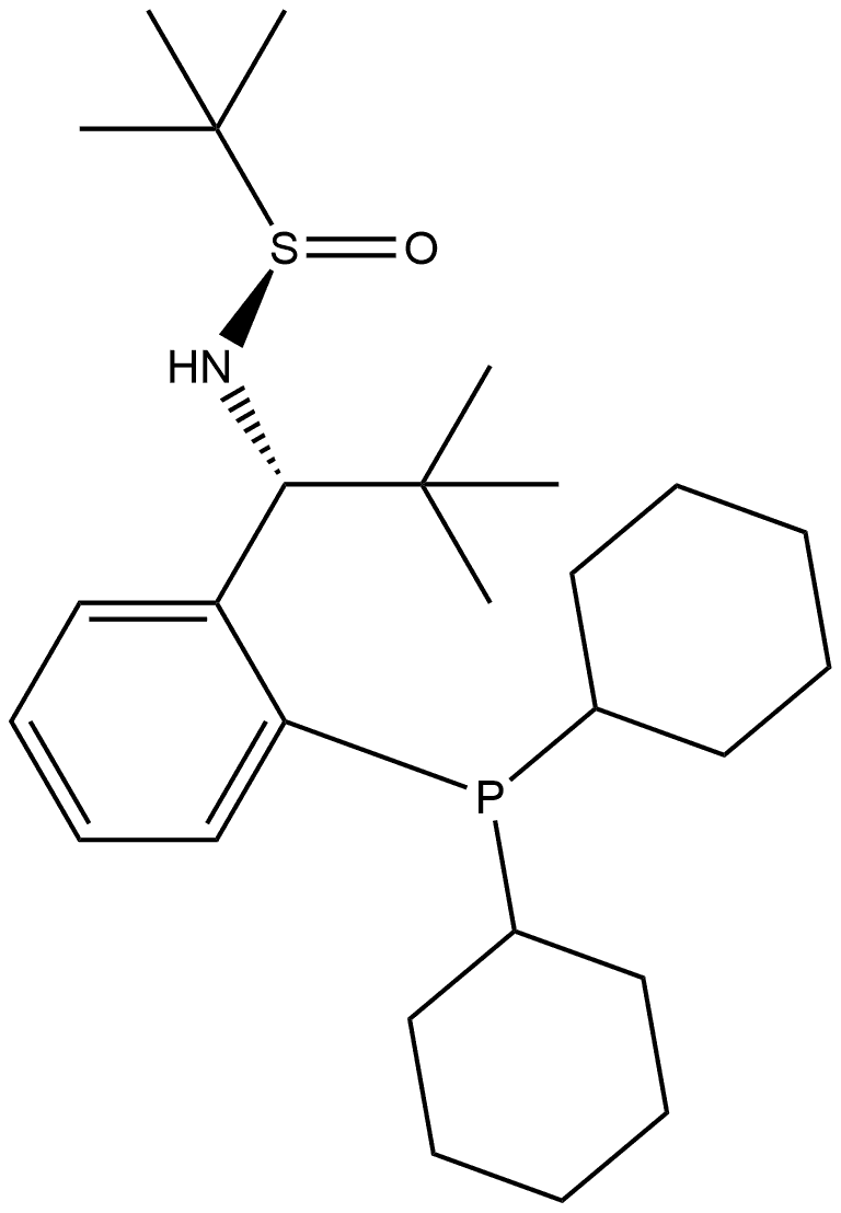 S(R)]-N-[(1R)-1-[2-(二环己基膦)苯基]-叔丁基]-2-叔丁基亚磺酰胺, , 结构式