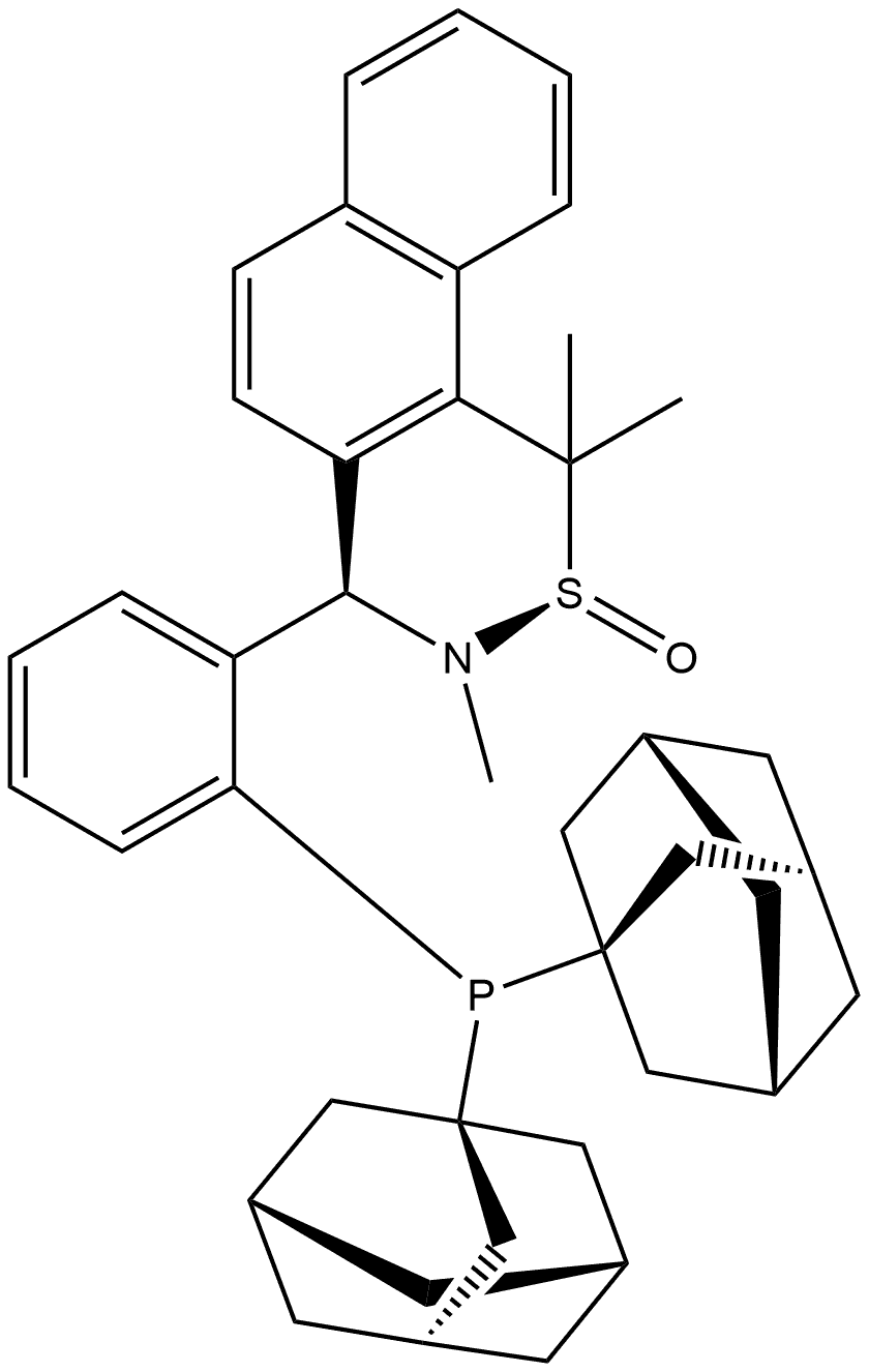 [S(R)]-N-[(R)-[2-(Diadamantanphosphino)phenyl](2-naphthalenyl)methyl]-N,2-dimethyl-2-propanesulfinamide 化学構造式