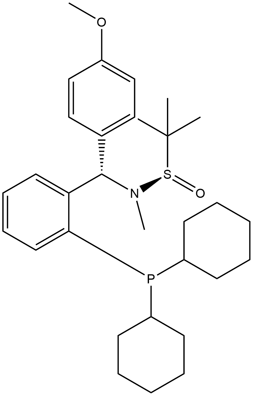 [S(R)]-N-[(S)-[2-(Dicyclohexylphosphanyl)phenyl](4-methoxyphenyl)methyl]-N,2-dimethyl-2-propanesulfinamide,2565792-82-5,结构式