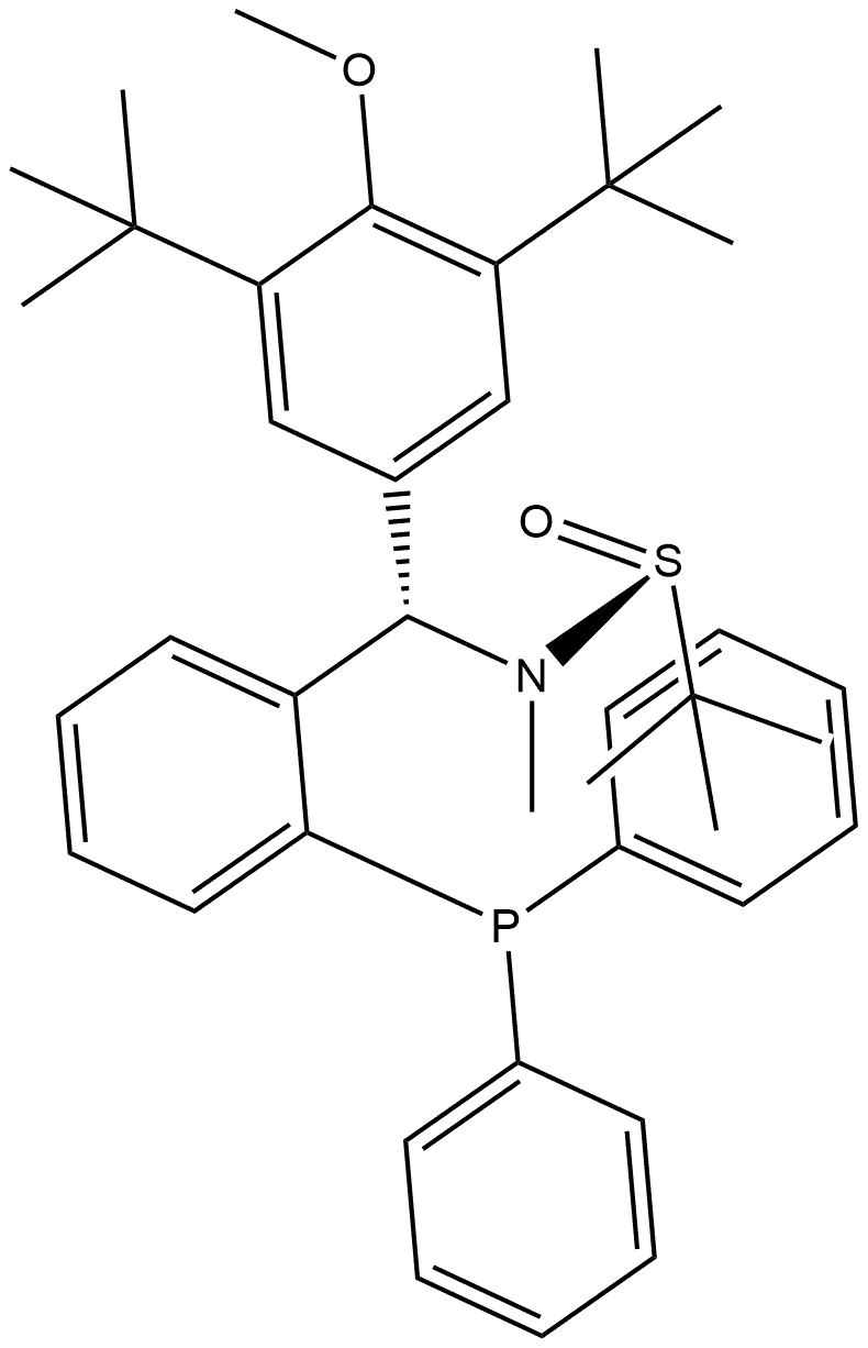[S(R)]-N-[(S)-[3,5-Bis(1,1-dimethylethyl)-4-methoxyphenyl][2-(diphenylphosphino)phenyl]methyl]-N,2-dimethyl-2-propanesulfinamide 化学構造式