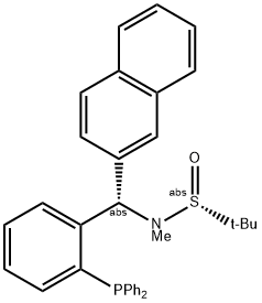 S(R)]-N-[(S)-[2-(Diphenylphosphino)phenyl](2-naphthalenyl)methyl]-N,2-dimethyl-2-propanesulfinamide Struktur