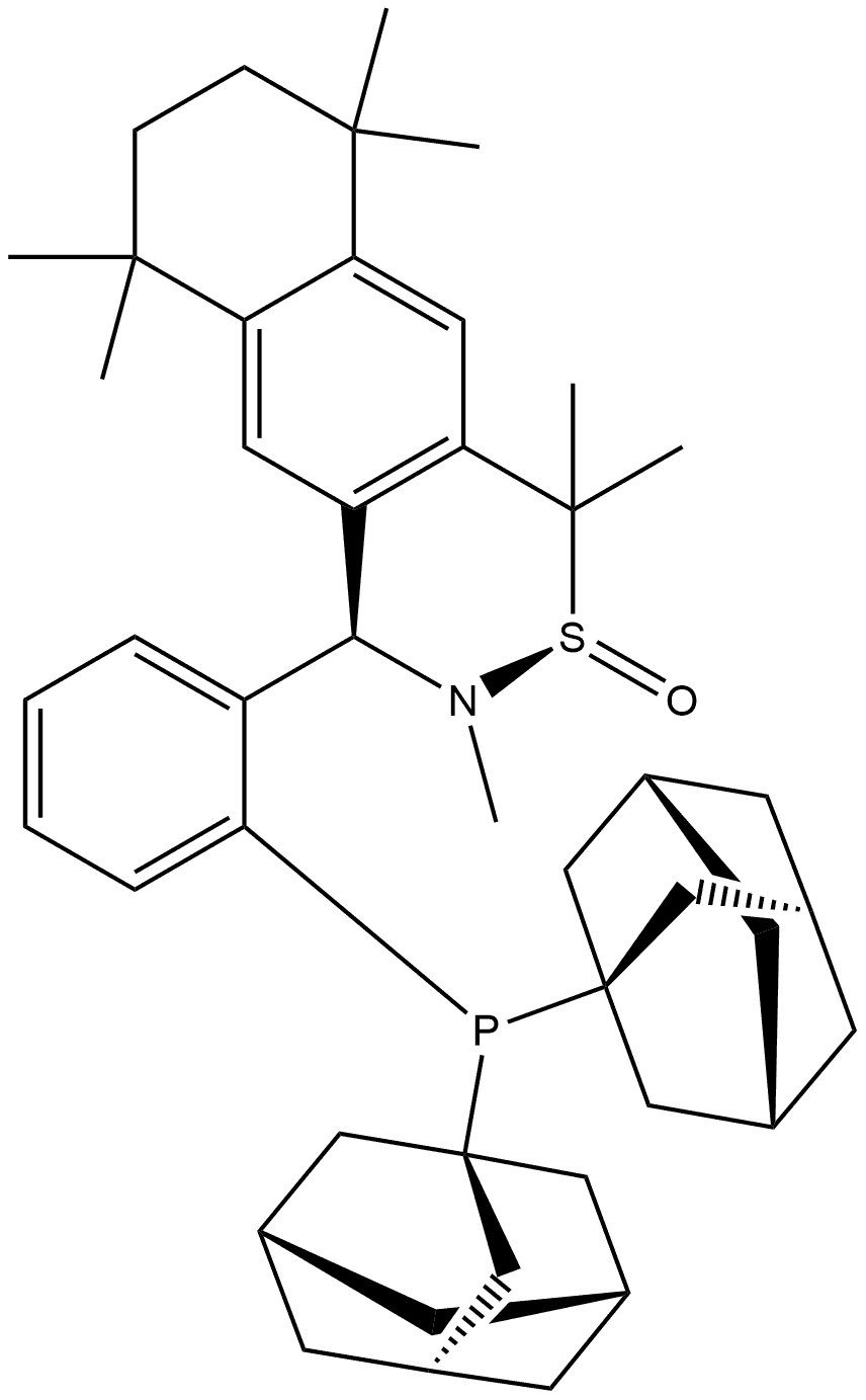 [S(R)]-N-((R)-(2-(Diadamantanphosphino)phenyl)(5,6,7,8-tetrahydro-5,5,8,8-tetramethyl-2-naphthalenyl)methyl]-N,2-dimethyl-2-propanesulfinamide Struktur