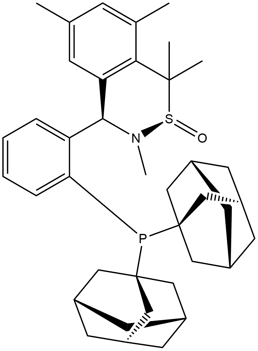 [S(R)]-N-[(R)-(3,5-Dimethylphenyl)[2-(Diadamantanphosphino)phenyl]methyl]-N,2-dimethyl-2-propanesulfinamide 化学構造式
