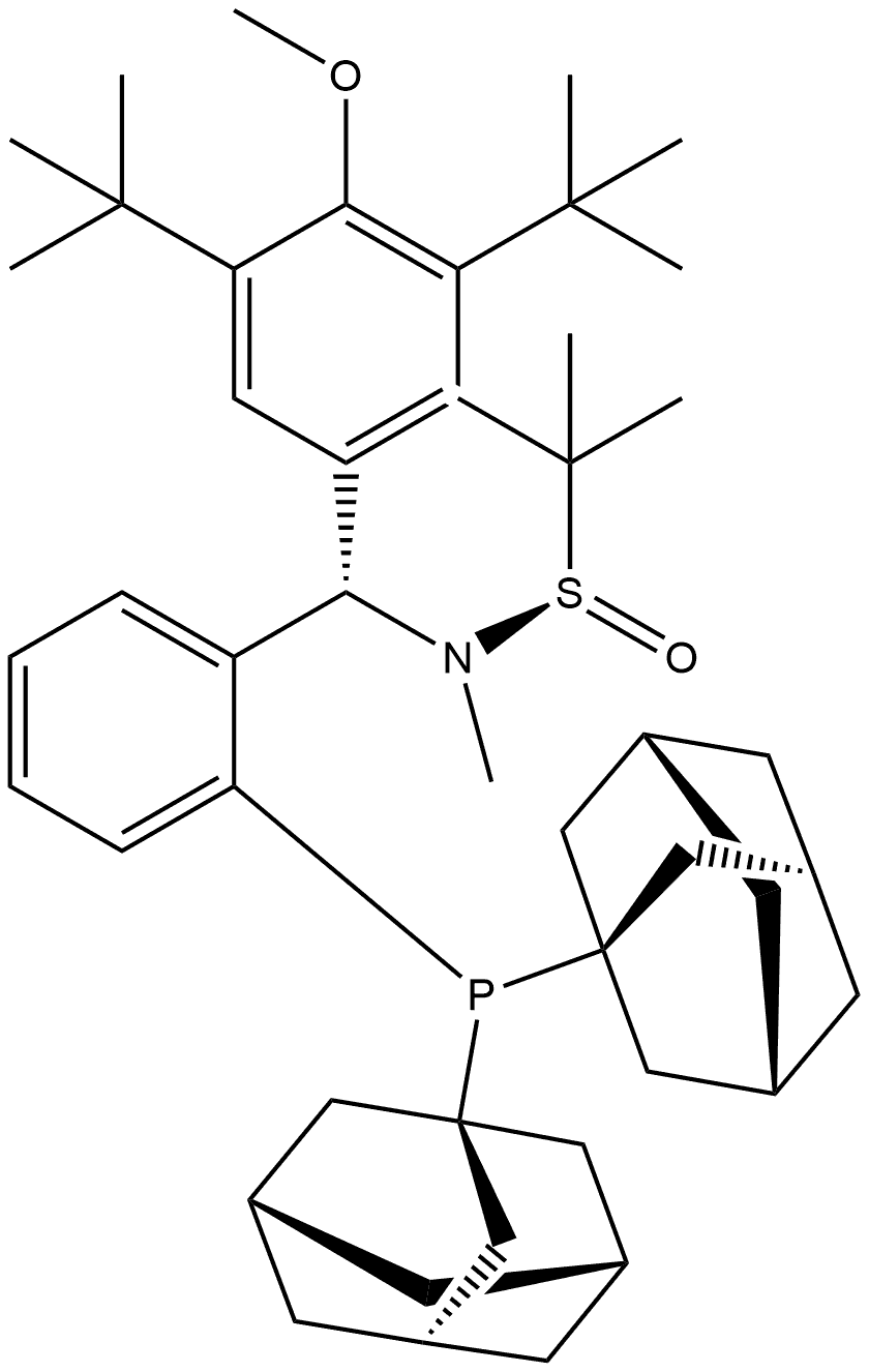 [S(R)]-N-[(S)-[3,5-Bis(1,1-dimethylethyl)-4 methoxyphenyl][2-(diadamantanphosphanyl)phenyl]methyl]-N,2-dimethyl-2-propanesulfinamide Struktur