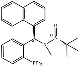 [S(R)]-N-[(R)-[2-(Diphenylphosphino)phenyl]-1-naphthalenylmethyl]-N,2-dimethyl-2-propanesulfinamide, 2565792-58-5, 结构式