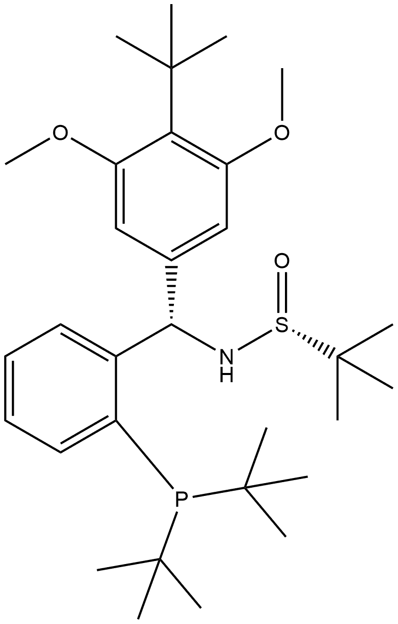 [S(R)]-N-[(S)-(3,5-Di-tert-butyl-4-methoxyphenyl)[2-(di-tert-butylphosphino)phenyl]methyl]-2-methyl-2-propanesulfinamide,2565792-54-1,结构式