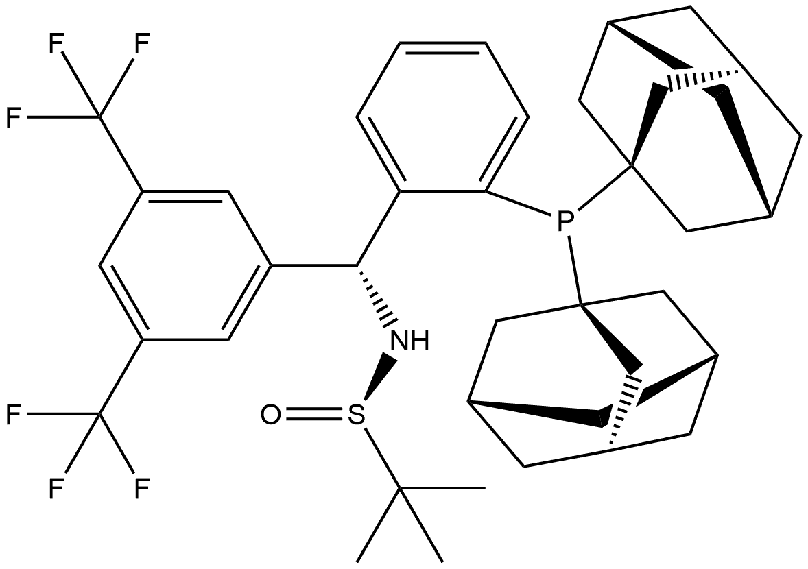 [S(R)]-N-[(R)-(3,5-二(三氟甲基)苯基)[2-(二金刚烷基膦)苯基]甲基]-2-叔丁基亚磺酰胺 结构式