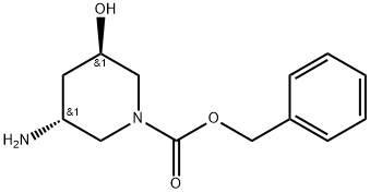 trans-3-Amino-5-hydroxy-piperidine-1-carboxylic acid benzyl ester 结构式