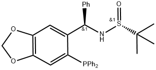 [S(R)]-N-[(R)-[6-(Diphenylphosphino)benzo[d][1,3]dioxol-5-yl]phenylmethyl]-2-methyl-2-propanesulfinamide Struktur