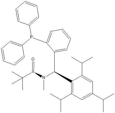 S(R)]-N-[(S)-[2-(二苯基膦)苯基](2,4,6-三异丙基苯基)甲基]-N-甲基-2-叔丁基亚磺酰胺, , 结构式