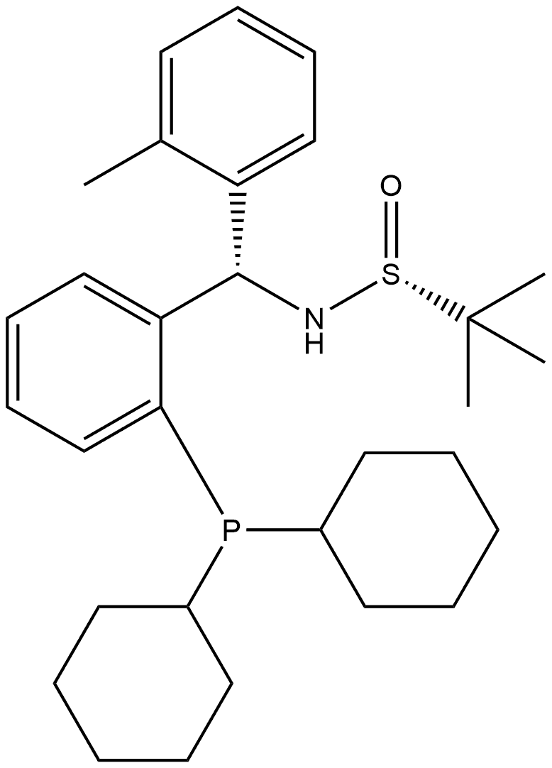 S(R)]-N-[(S)-(2-甲基苯基)[2-(二环己基膦)苯基]甲基]-2-叔丁基亚磺酰胺, , 结构式