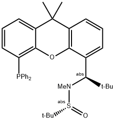 [S(R)]-N-[(R)-(2-(1-tert-Butylmethyl)][5-(diphenylphosphino)-9,9-dimethyl-9H-xanthen-4-yl]methyl]-N,2-dimethyl-2-propanesulfinamide Structure