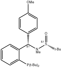 [S(R)]-N-[(S)-(4-甲氧基苯基)[2-(二叔丁基膦)苯基]甲基]-N-甲基-2-叔丁基亚磺酰胺 结构式