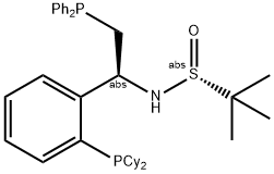 [S(R)]-N-[(1S)-2-(Diphenylphosphino)-1-[2-(dicyclohexylphosphanyl)phenyl]ethyl]-2-methyl-2-propanesulfinamide 化学構造式