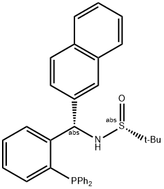 S(R)]-N-[(S)-[2-(二苯基膦)苯基](2-萘基)甲基]-2-叔丁基亚磺酰胺,,结构式