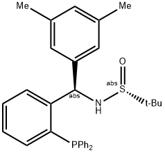 S(R)]-N-[(R)-(3,5-二甲基苯基)[2-(二苯基膦)苯基]甲基]-2-叔丁基亚磺酰胺, , 结构式