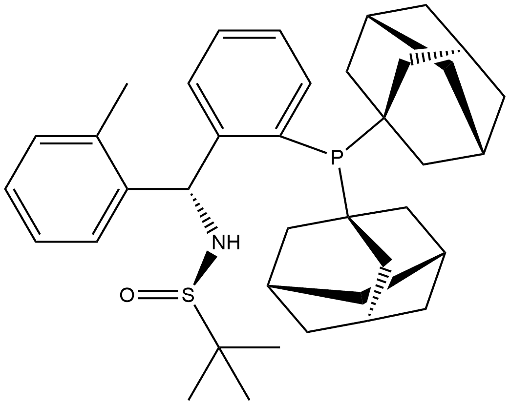 [S(R)]-N-[(R)-[2-(二金刚烷基膦)(2-甲苯)]甲基]-2-叔丁基亚磺酰胺, , 结构式