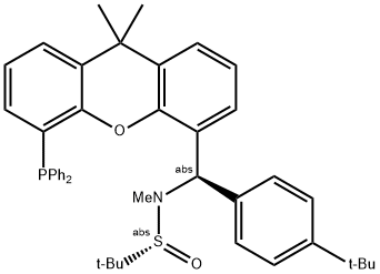 [S(R)]-N-[(R)-[4-(1,1-Dimethylethyl)phenyl][5-(diphenylphosphino)-9,9-dimethyl-9H-xanthen-4-yl]methyl]-N,2-dimethyl-2-propanesulfinamide 化学構造式
