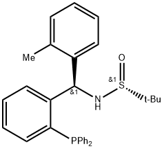 S(R)]-N-[(R)-(2-甲基苯基)[2-(二苯基膦)苯基]甲基]-2-叔丁基亚磺酰胺, , 结构式