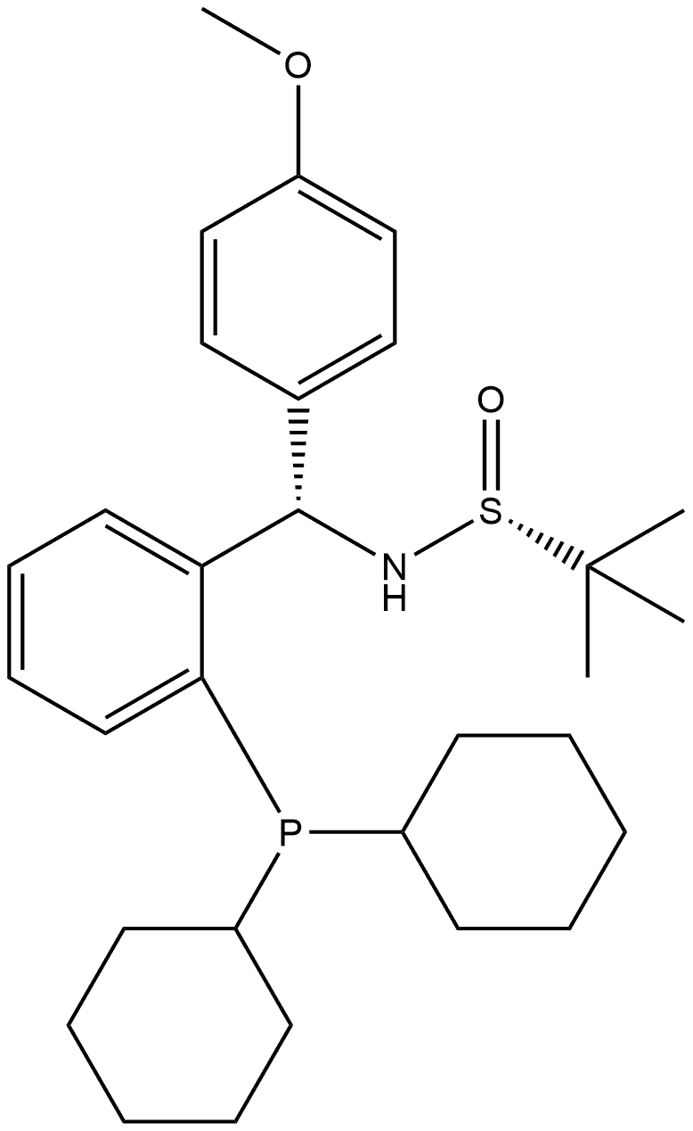 S(R)]-N-[(S)-(4-Methoxyphenyl)[2-(dicyclohexylphosphino)phenyl]methyl]-2-methyl-2-propanesulfinamide|S(R)]-N-[(S)-(4-甲氧基苯基)[2-(二环己基膦)苯基]甲基]-2-叔丁基亚磺酰胺