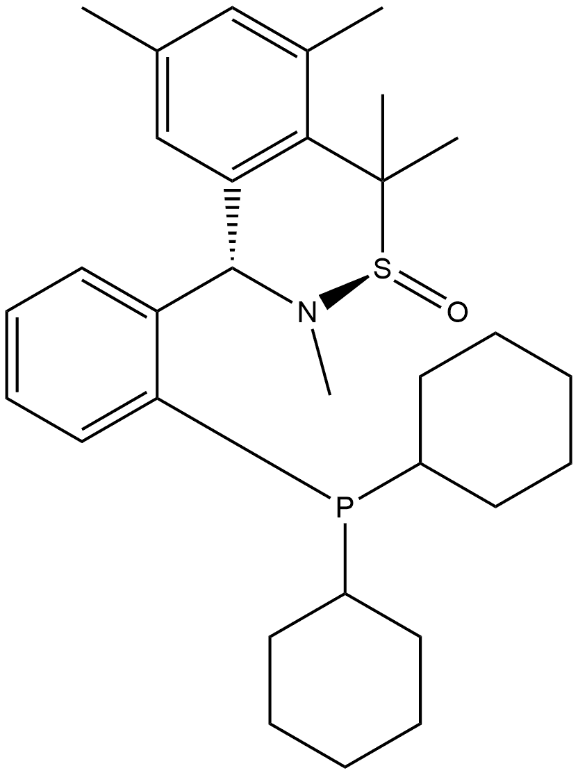 S(R)]-N-[(S)-(3,5-二甲基苯基)[2-(二环己基膦)苯基]甲基]-N-甲基-2-叔丁基亚磺酰胺,,结构式