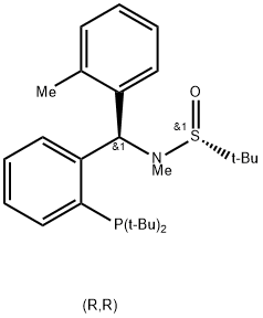 [S(R)]-N-[(R)-[2-(Di-tert-butylphosphanyl)(2-methylphenyl)phenyl]methyl]-N,2-dimethyl-2-propanesulfinamide Structure
