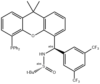 [S(R)]-N-[(R)-[3,5-二(三氟甲基)苯基][5-(二苯基膦)-9,9-二甲基-9H-氧杂蒽]甲基]-2-叔丁基亚磺酰胺,,结构式